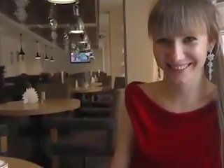 Young Wife in Pantyhose caresses and Sucks BF in Public