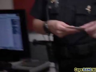 Two busty police officers caught black dude`s big hard cock
